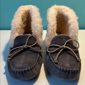 UGG Charcoal Suede Moccasin with Cream Lining